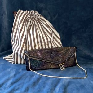 Henri Bendel multi color clutch with gold hardware